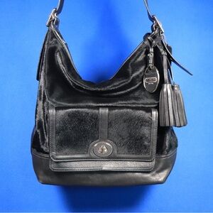 RARE Coach Legacy Black Calf Hair and Leather Duffle Bag Style 21158